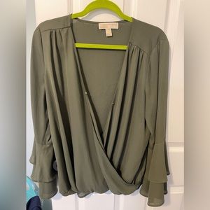 Olive Green, Michael Kors, V-neck